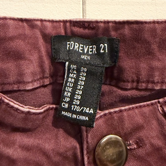 Forever 21 Men’s Burgundy Colour Pants - Picture 3 of 4